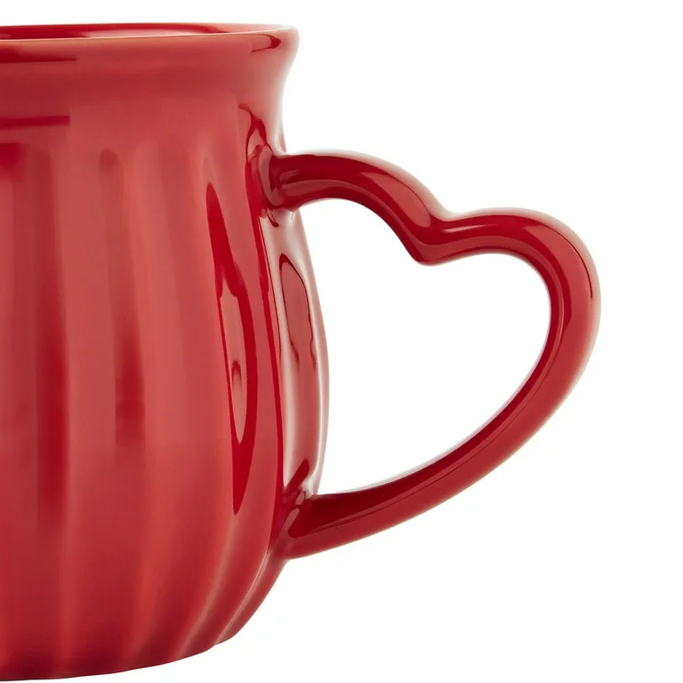 The Pioneer Woman Colette 12-Ounce Stoneware Heart Handle Mugs, Red, Set of 2 | Walmart (US)