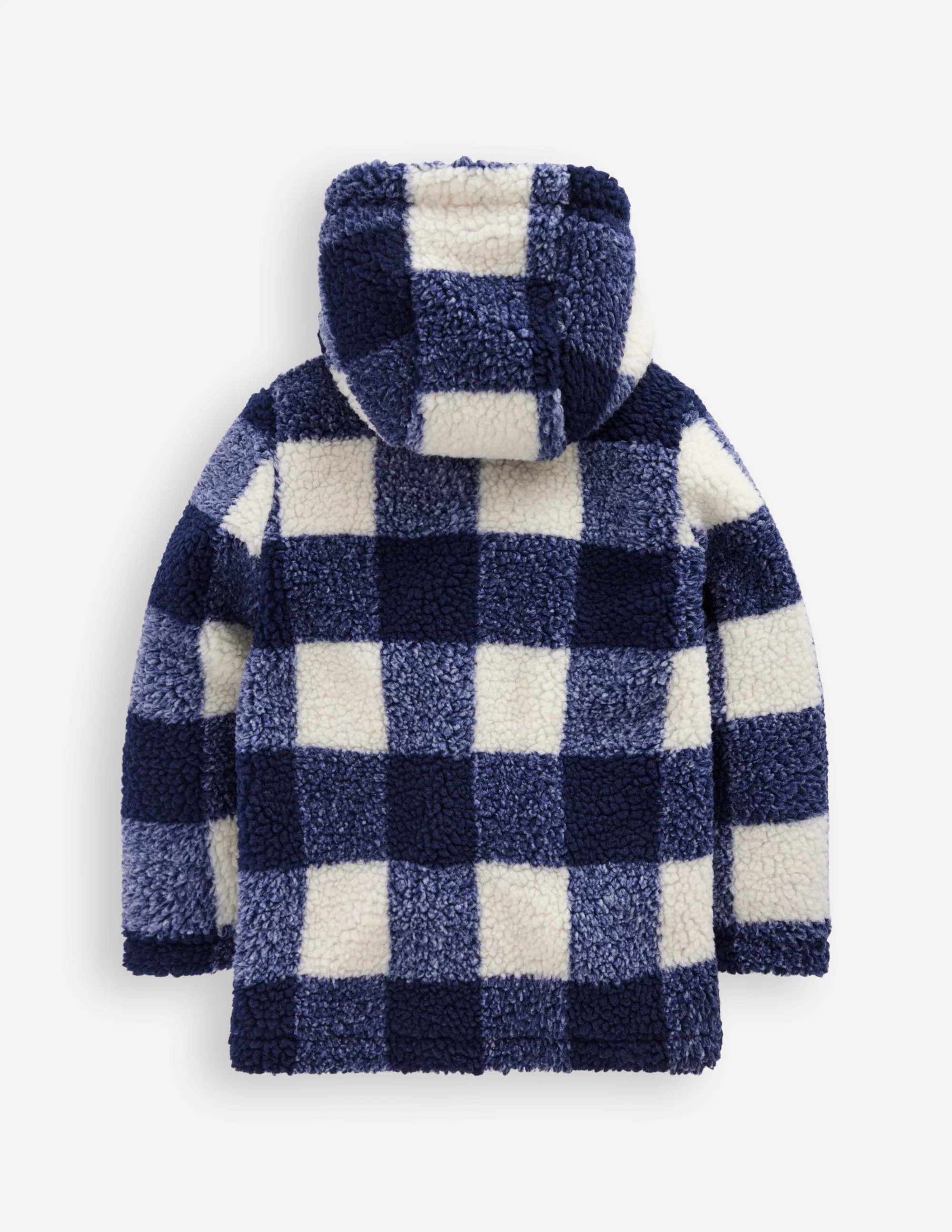 Borg Duffle Coat-Navy Gingham | Boden (US)