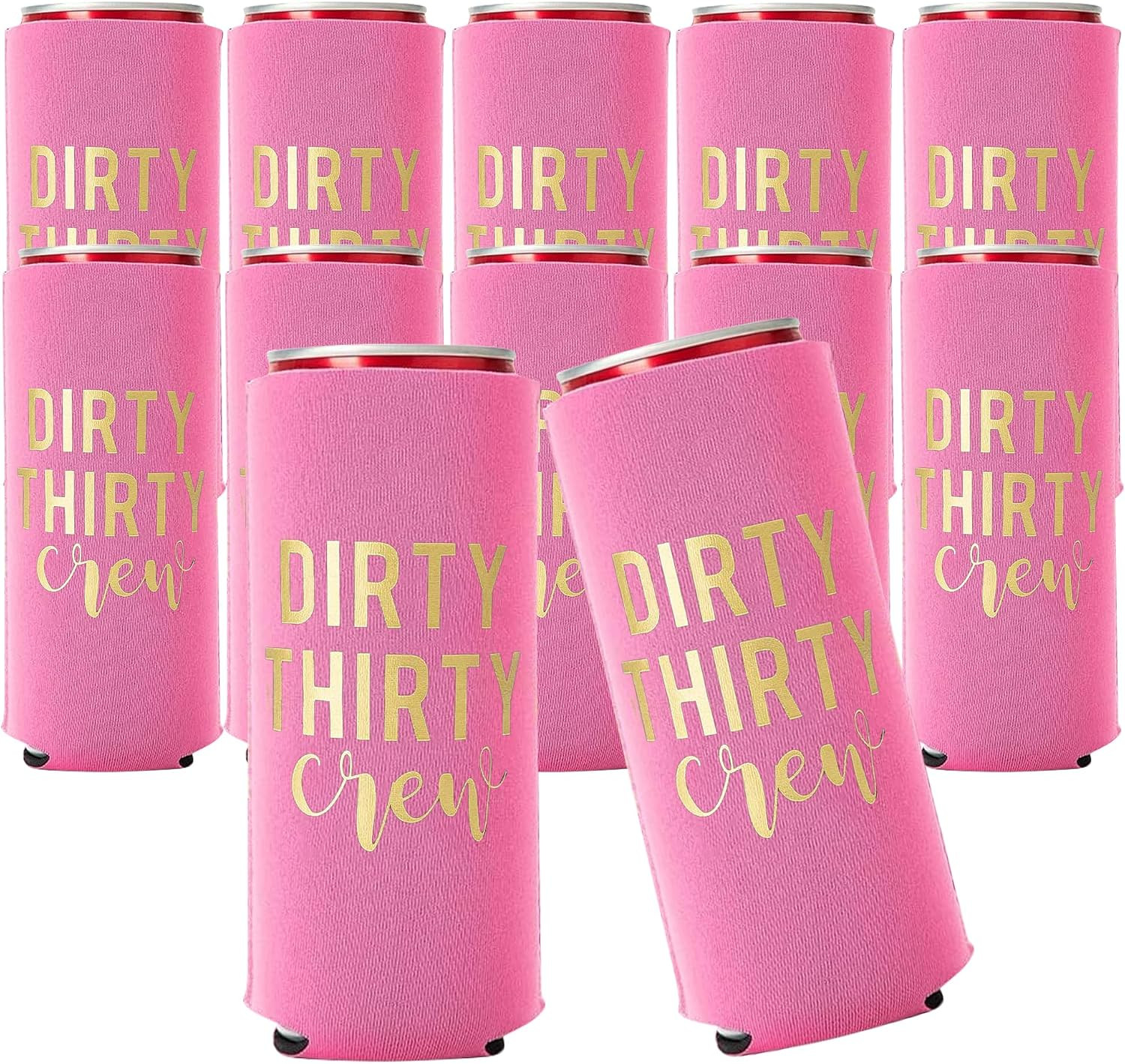 Dirty Thirty Crew Can Coolers Set of 12, Dirty 30 Birthday Decorations for Him and Her - 30th Birthday Party Favors, Party Favors for Women and Men | Amazon (US)
