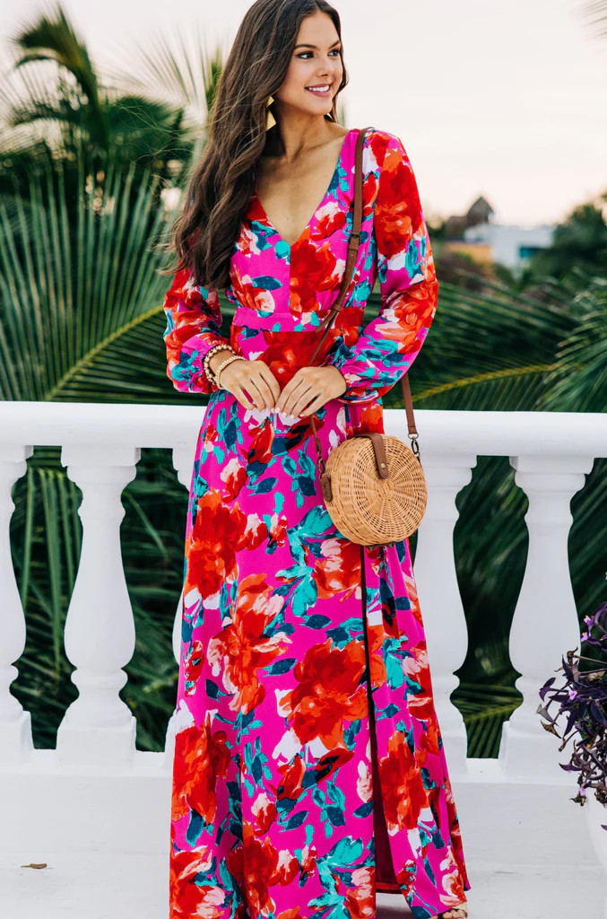Just Feels Right Magenta Pink Floral Maxi Dress | The Mint Julep Boutique