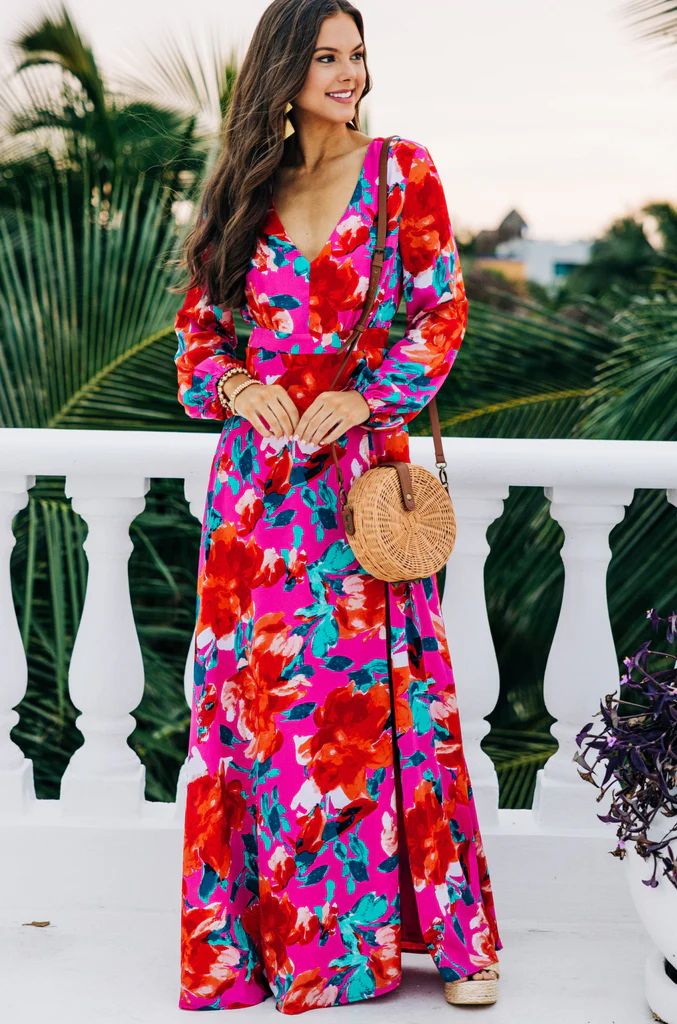 Just Feels Right Magenta Pink Floral Maxi Dress | The Mint Julep Boutique