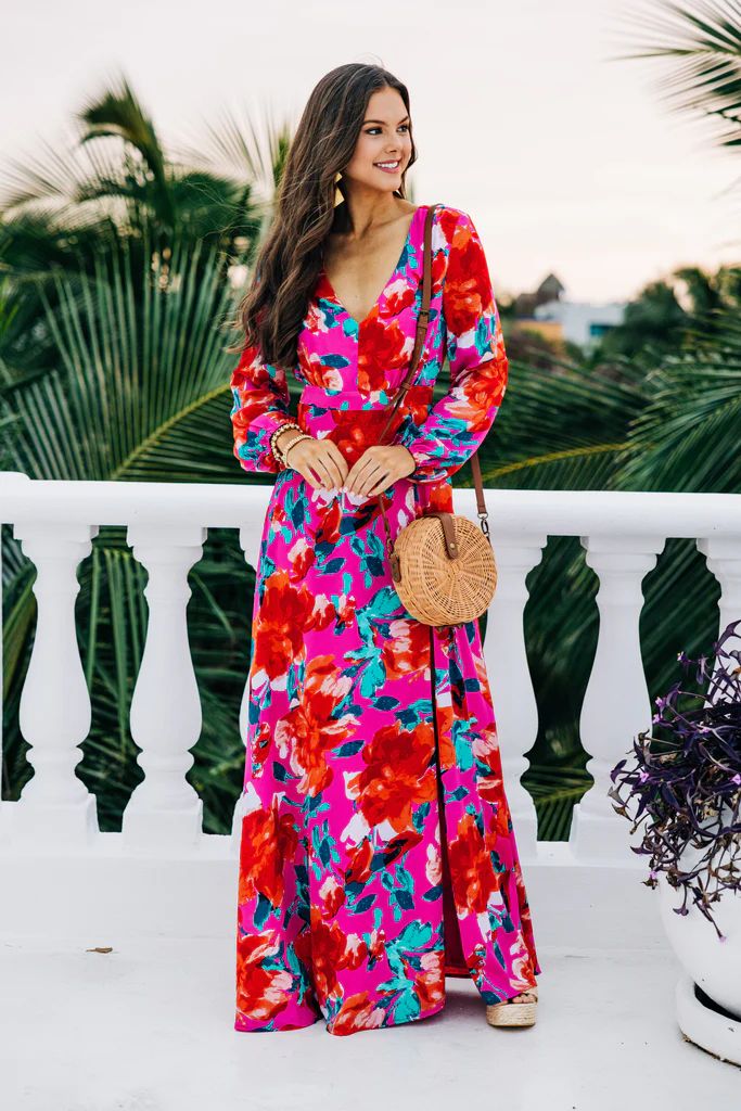 Just Feels Right Fuchsia Pink Floral Maxi Dress | The Mint Julep Boutique