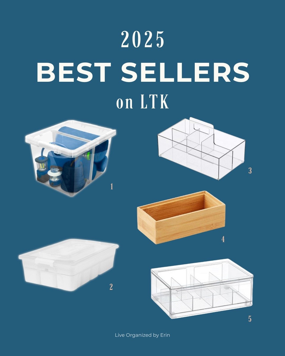 These were my most-used organizing essentials this year — practical, timeless pieces I rely on in both client projects and my own home. Thoughtfully chosen tools make systems easier to maintain.

1. Divided Clear Bin (Garage Favorite)
Perfect for garages, storage rooms, or utility spaces. Built-in dividers keep gear, tools, and seasonal items visible and contained.

2. Bin with Interior Containers
A go-to for small items and snacks. The removable inner bins make it easy to sort, restock, and maintain order.

3. Multi-Purpose Supply Caddy
Ideal for art supplies, hair accessories, crafts, and everyday small items. Easy to grab, carry, and put back.

4. Bamboo Drawer Inserts
Timeless, functional drawer organization. Available in multiple sizes and easy to customize for any drawer layout.

5. Clear Tea Drawer with Dividers
A clean, elevated way to organize tea bags. Clear design keeps everything visible and easy to access. 

 

#LTKFindsUnder50 #LTKFindsUnder100 #LTKHome