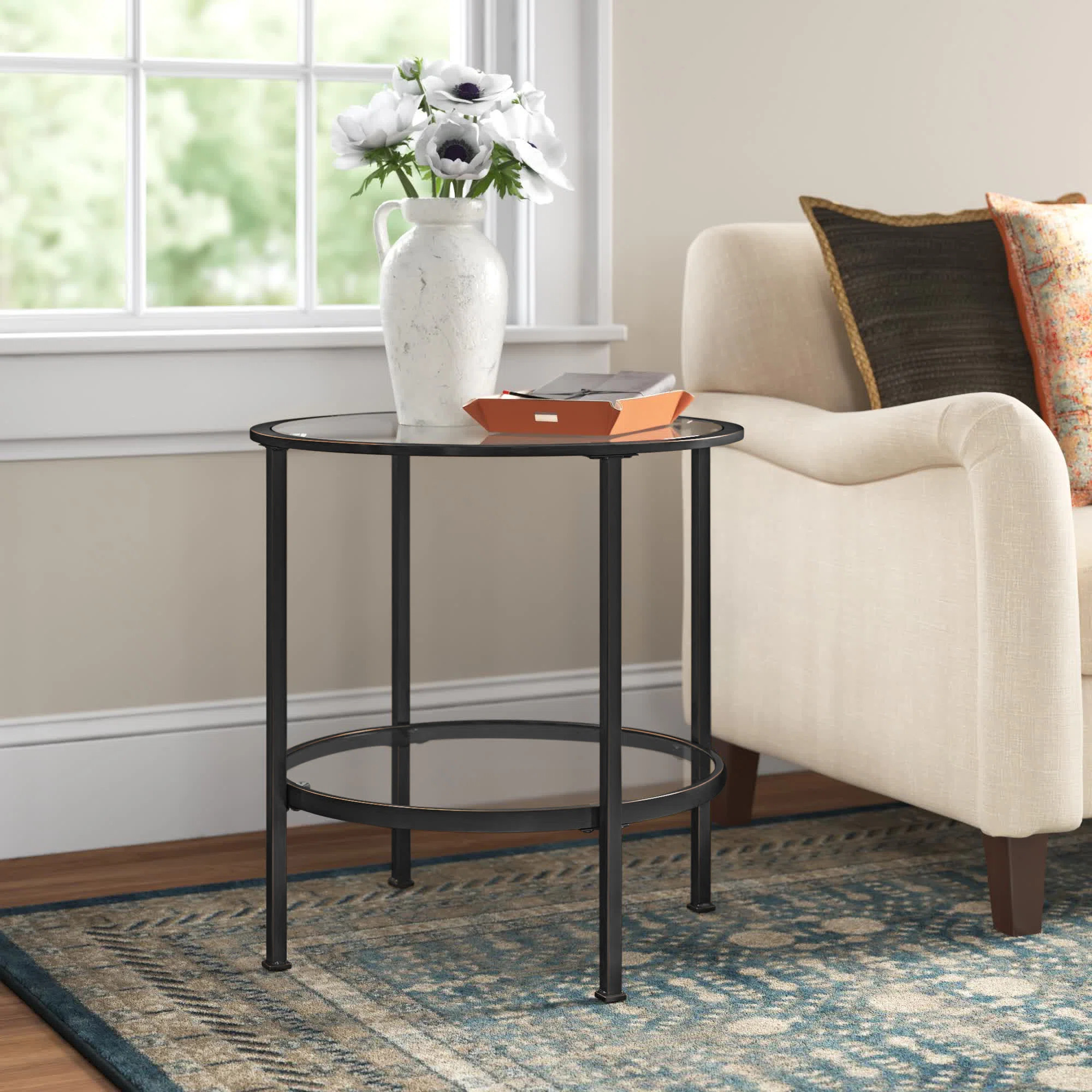 Alcott Hill® Eiffe Glass End Table with Storage & Reviews | Wayfair | Wayfair North America