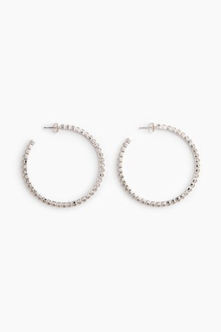 H & M - Rhinestone Hoop Earrings - Silver | H&M (US + CA)
