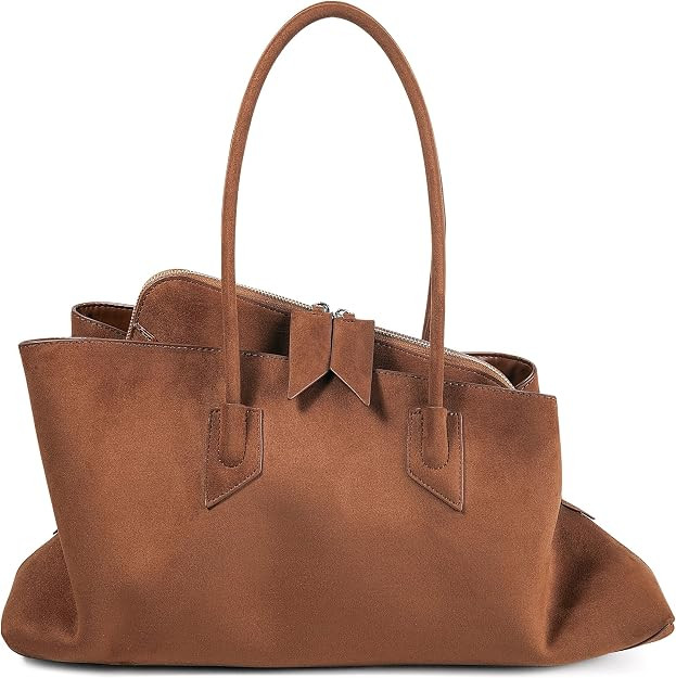 Bevel Edge Suede Large Tote for Women Suede Hobo Bags Retro Shoulder Handbags Purses for Work Tra... | Amazon (US)