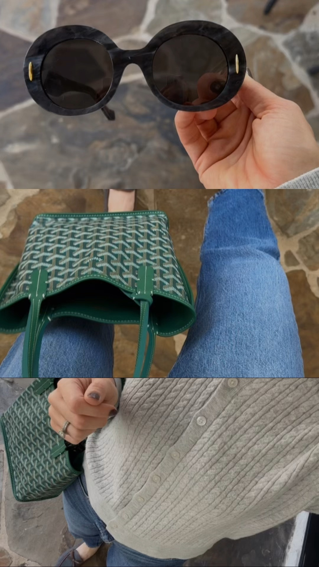 Cardigan, loafer outfit, tote is goyard 

#LTKStyleTip #LTKItBag