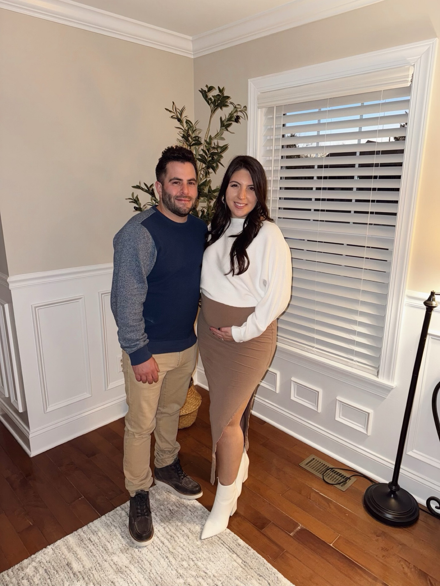 Ready for the holiday season. My go to maternity outfit: skirt, sweater and the most comfortable white booties! 

Sized up a half size in the booties. 
#holidayoutfit #maternityoutfit #holidaymaterinityoutfit #skirt #amazonsweater #whitebooties 

#LTKbump #LTKHoliday #LTKfindsunder50