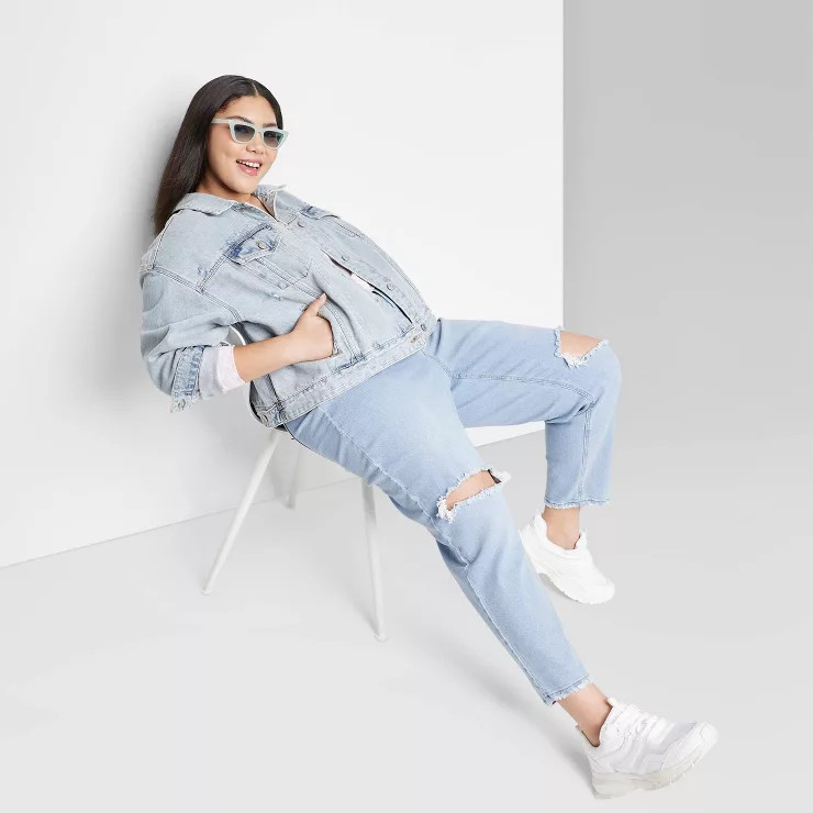 Women's Super-High Rise Distressed Mom Taper Jeans - Wild Fable™ | Target