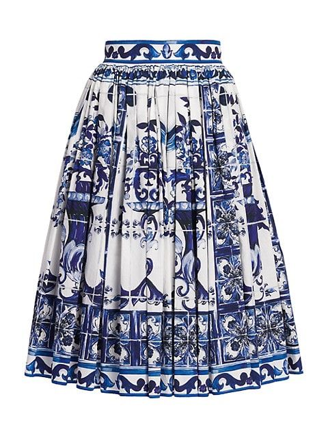Blu Mediterraneo Pleated Painterly Midi-Skirt | Saks Fifth Avenue