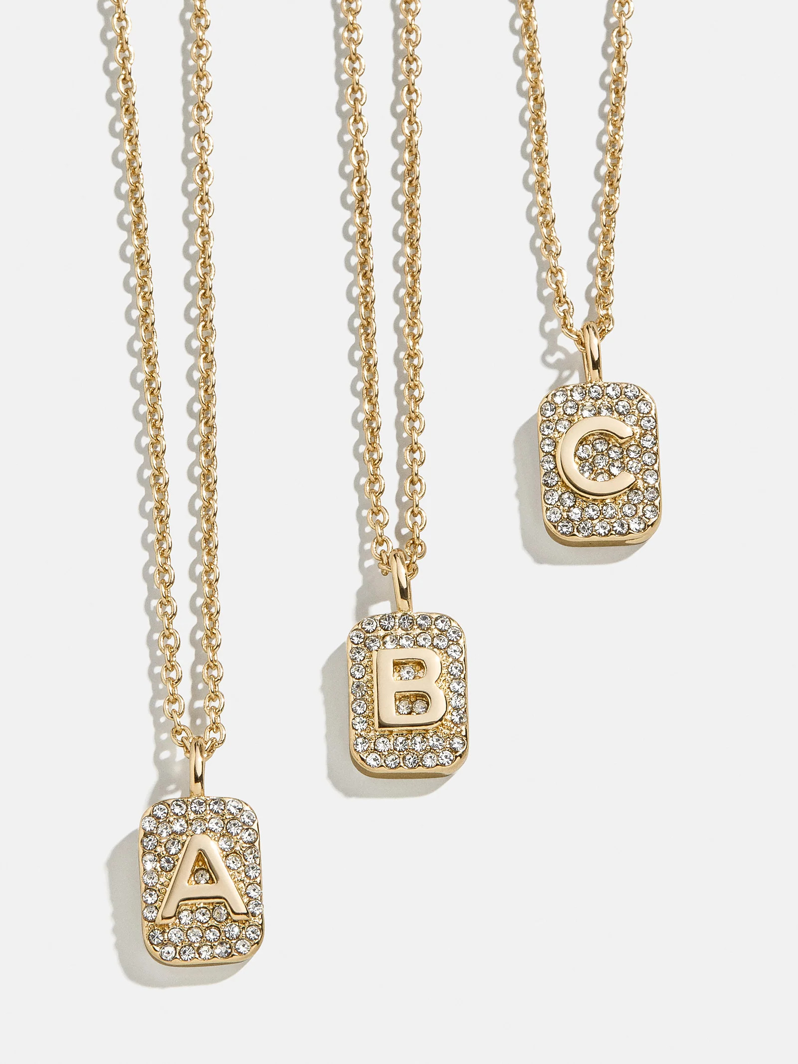 Tina Block Initial Necklace - Gold/Pavé | BaubleBar (US)
