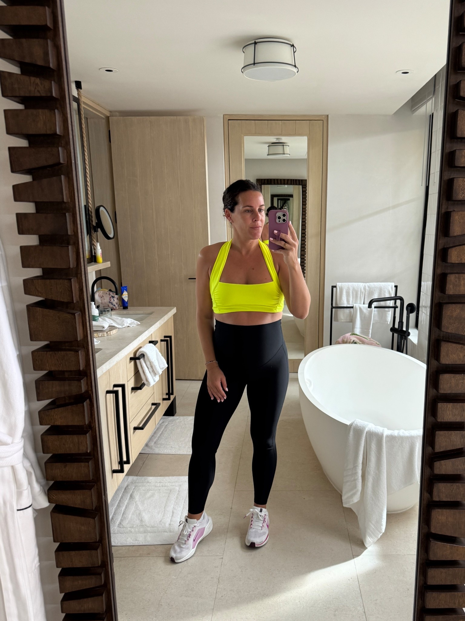 FP Movement bra which is perfect for low impact workouts. 

Abercrombie maternity leggings that are 20% off  

Wearing a medium in both. 

#LTKActive #LTKSaleAlert #LTKBump