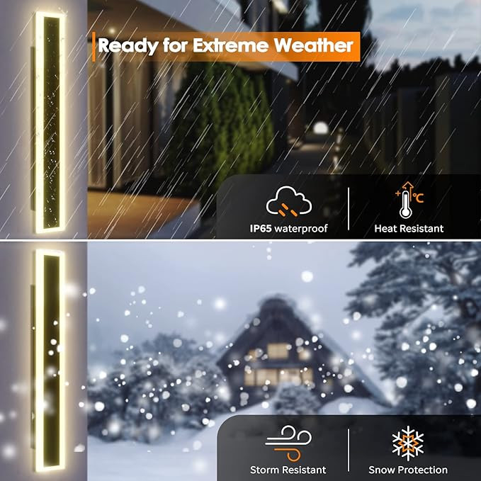 Cresmar 47.2 in Modern Outdoor Wall Light 35W,Long Outdoor LED Wall Lights IP65 Waterproof Warm L... | Amazon (US)