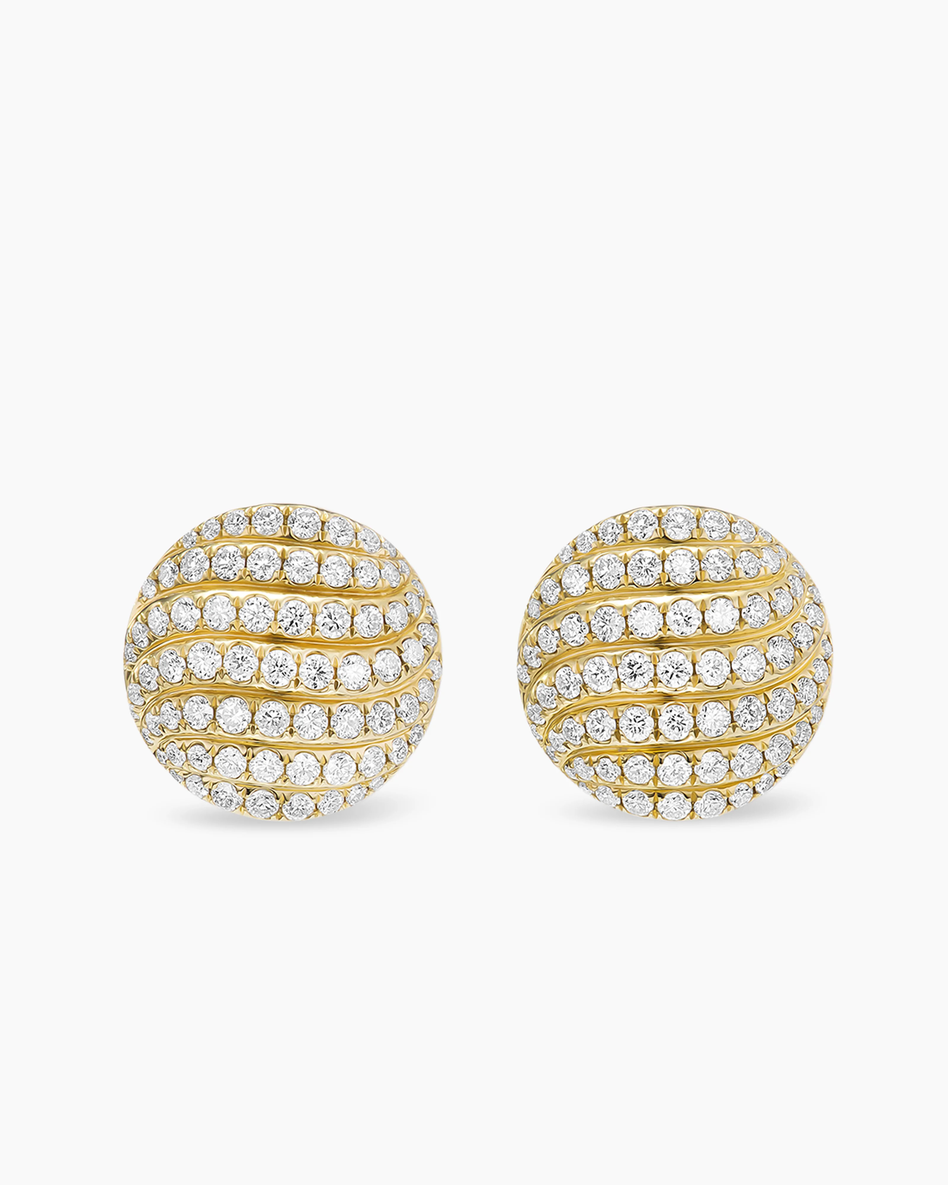 David Yurman | Sculpted Cable Stud Earrings in 18K Yellow Gold with Diamonds, 14mm | David Yurman