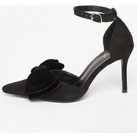 Quiz Black Velvet Bow Court Heels | Very (UK)