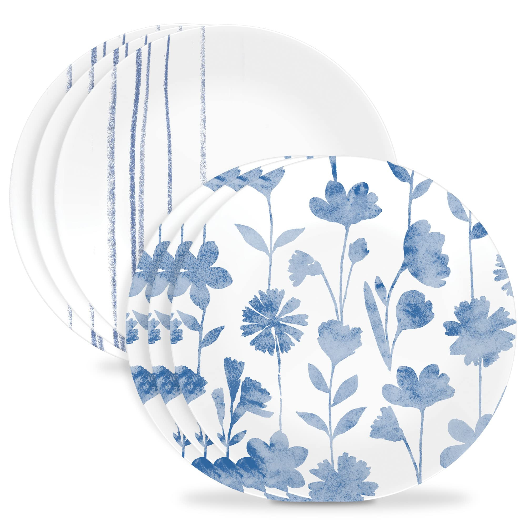 Corelle 6-Piece 8.5" Vitrelle Glass Lunch Plates Lightweight, Scratch Resistant - Botanical Strip... | Amazon (US)