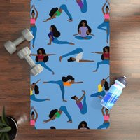 Yoga Poses Mat - Black Women Yogi Brown Girl Art Accessories Gift For | Etsy (US)