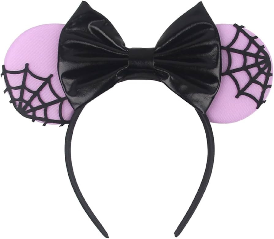 LSHDXD Halloween Glitter Sequin Spider Web Headband, Mouse Ears Bow Hair Hoop for Women, Cat Ear ... | Amazon (US)