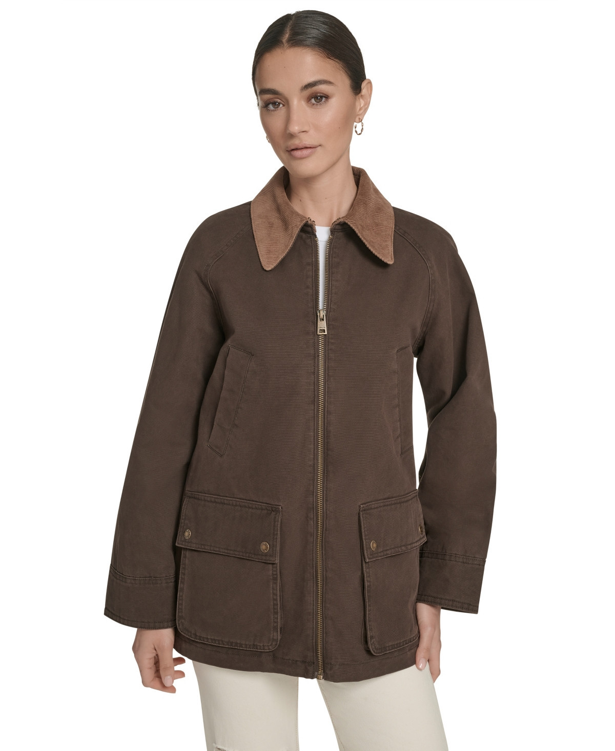 Levi's Women's Front Zipper Barn Jacket - Chocolate Brown | Macy's