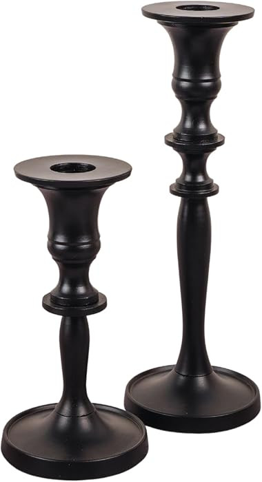 Black Matte Metal Candle Holders for Taper Candlestick Set of 2 8" & 5.5" Tall Decorations for Home Table Centerpiece for Wedding, Parties, Dinners, Decorations | Amazon (US)