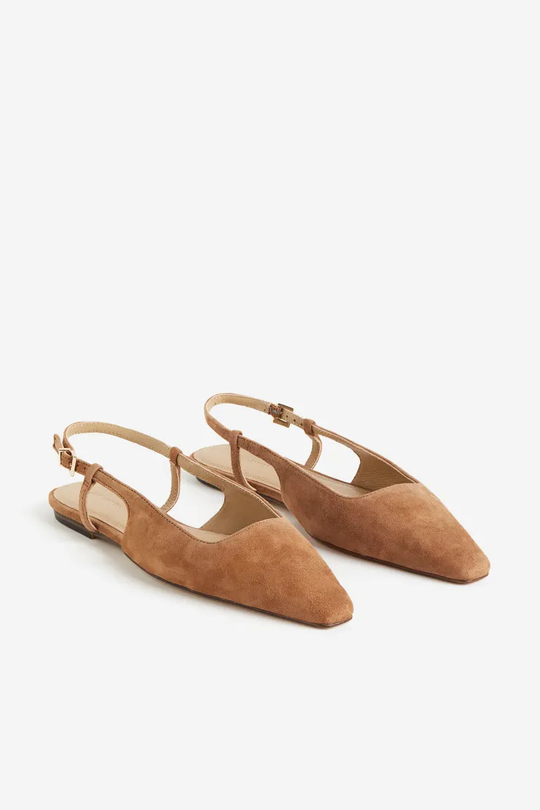 Leather slingbacks - Light brown - Ladies | H&M GB | H&M (UK, MY, IN, SG, PH, TW, HK)