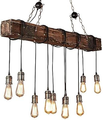 KJLARS Farmhouse Chandelier Wood Hanging Industrial Pendant Lighting Vintage Ceiling Light Fixtur... | Amazon (US)