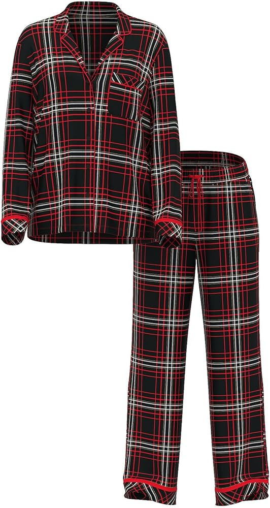 Victoria's Secret Flannel Pajama Set, Long Sleeve Button Down Shirt & Pants, Sleepwear for Women ... | Amazon (US)