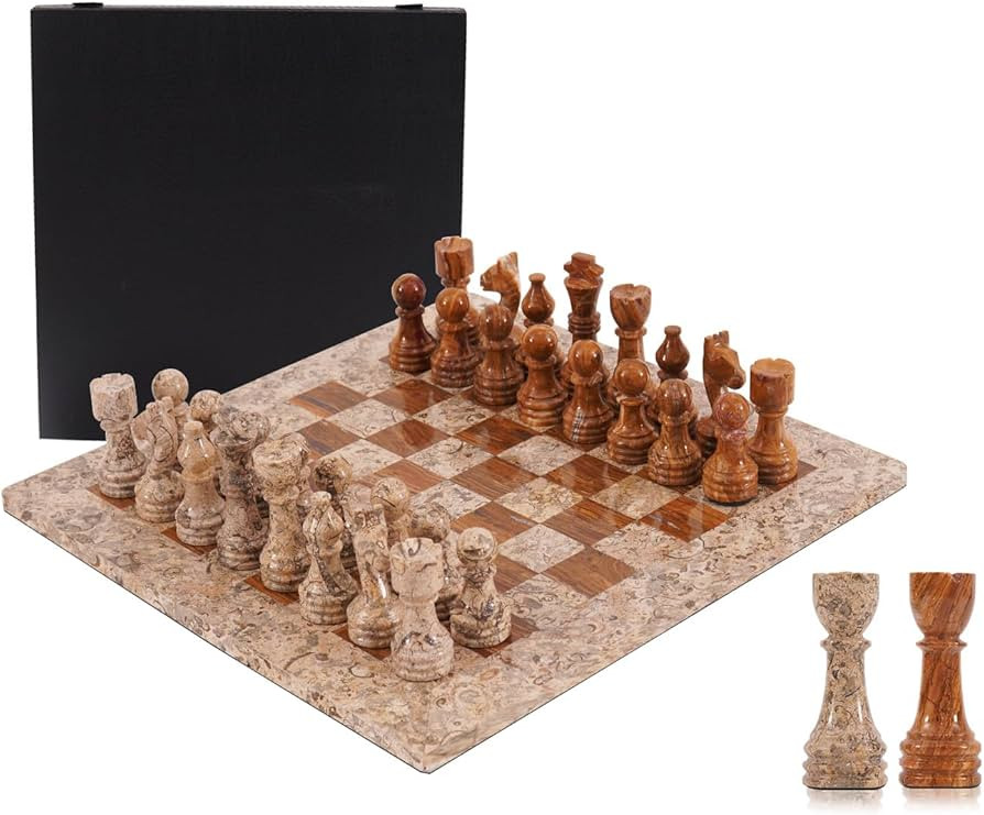 Marble Chess Set 15" Inches Coral & Red Handmade Chess Sets for Adults - Marble Board Game for Fa... | Amazon (US)