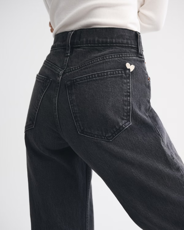 Women's High Rise 90s Relaxed Heart Embroidered Jean | Women's Bottoms | Abercrombie.com | Abercrombie & Fitch (US)