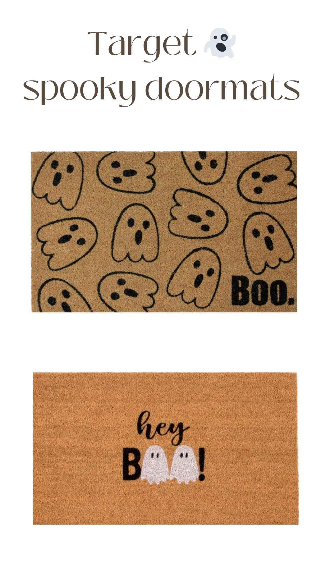 Loving this ghost doormats from target for spooky season! Would look sooo cute on any porch, perfect neutral spooky vibes 👻 


Halloween decor, fall decor, fall porch, outdoor holiday, affordable decor, spooky season 