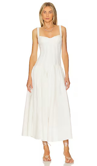 NICHOLAS Makenna Drop Waist Corset Midi Dress in Cream. - size 0 | Revolve Clothing (Global)