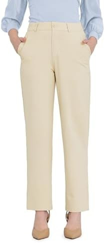 Bamans Dress Pants Women Work Business Pants Tummy Control Office Straight Leg Trousers High Wais... | Amazon (US)