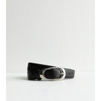 Black Faux Leather Buckle Belt New Look | New Look (UK)