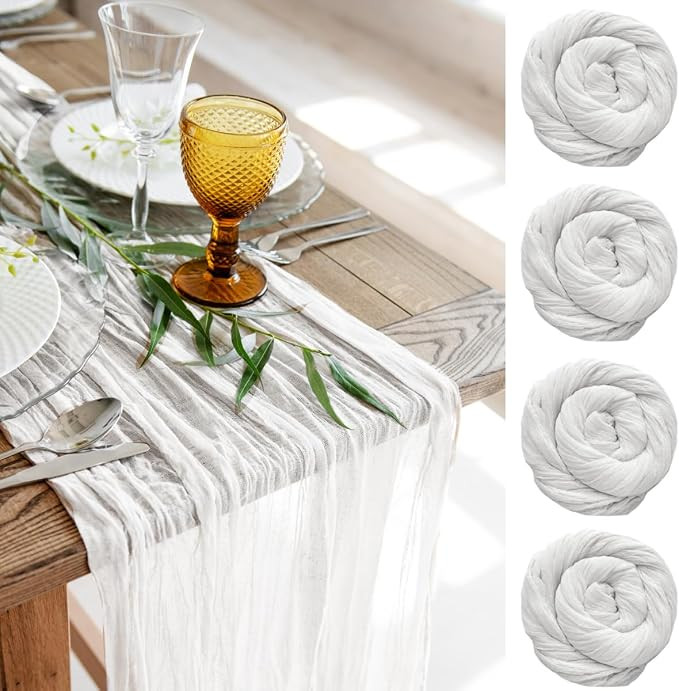 White Gauze Table Runner Cotton Wedding Decorations Rustic Cheesecloth Table Runner Cheese cloth ... | Amazon (US)