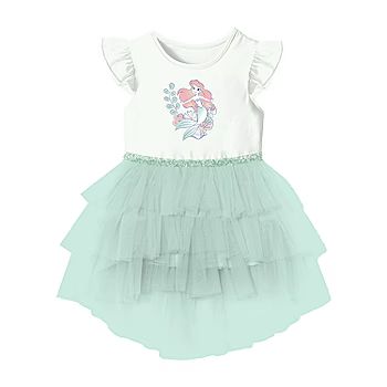 Disney Collection Little & Big Girls Short Sleeve Ruffled Sleeve The Little Mermaid Ariel Princes... | JCPenney