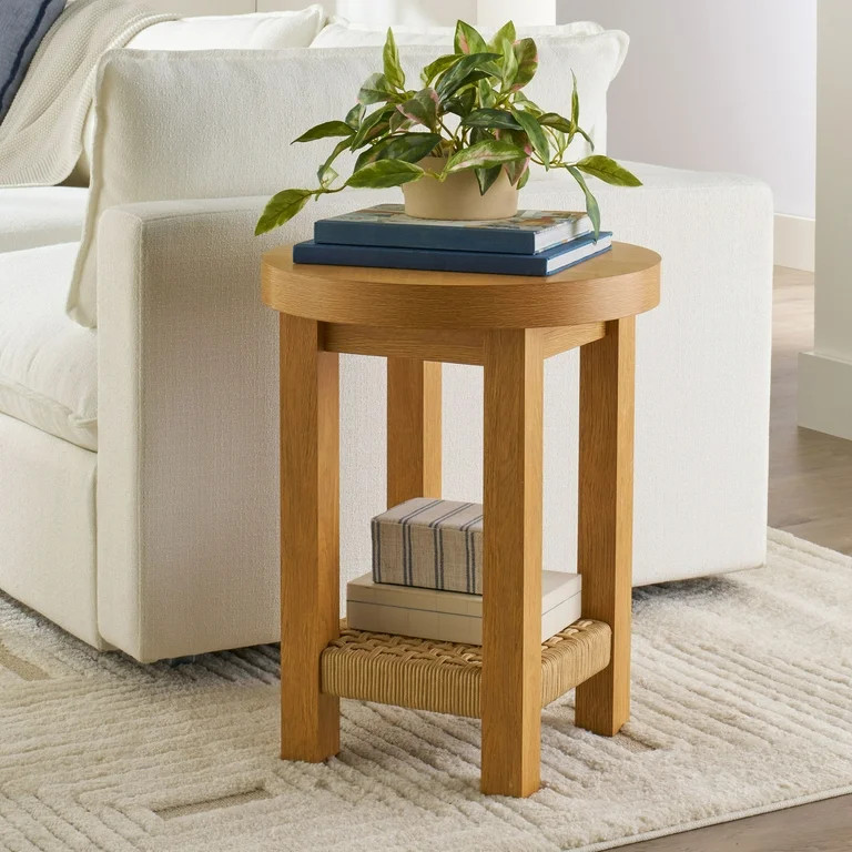 Better Homes & Gardens Vista Woven Coastal End Table, Light Honey | Walmart (US)