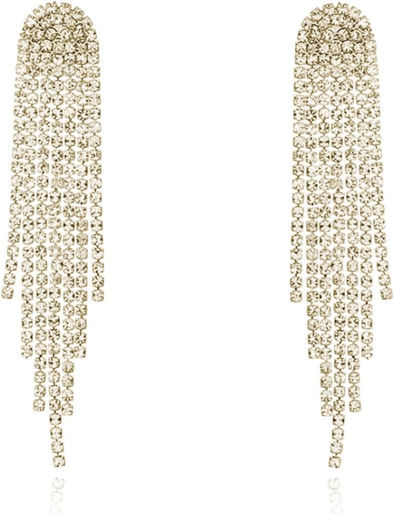 Luxval Rhinestone Earrings Dangling for Women Sparkly Silver Dangle Earrings Girls Long Chandelie... | Amazon (US)