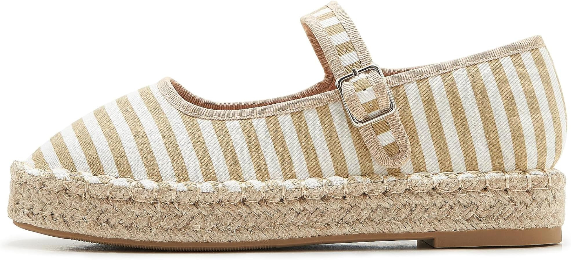 Canvas Mary Jane Shoes for Women Cozy Closed Toe Espadrille Flats with Adjustable Strap Cute Dail... | Amazon (US)