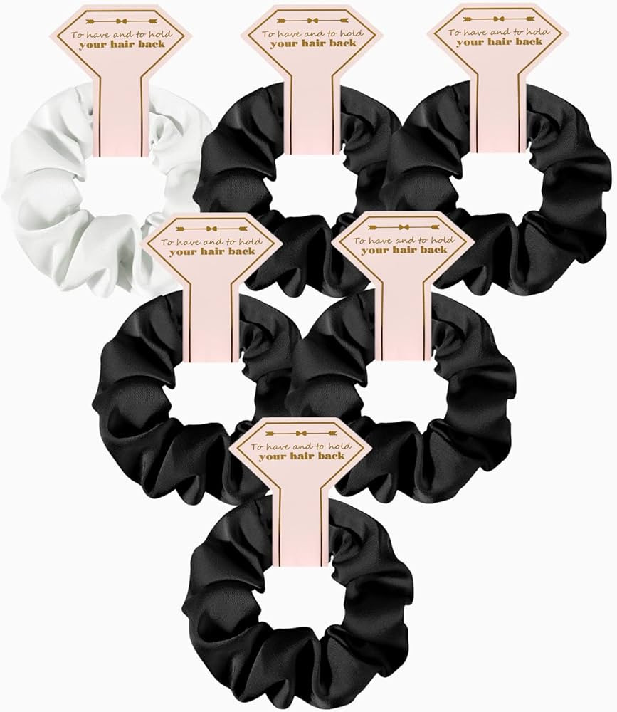 Satin Bridesmaid Scrunchies Bachelorette Hair Ties Set of 6 Bridal Shower No Damage Hairties idea... | Amazon (US)
