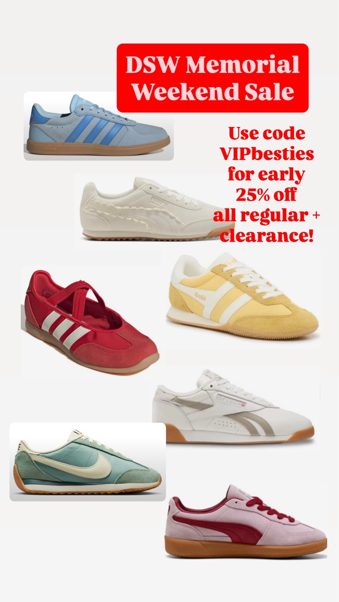 @DSW big Memorial Weekend Sale! Use code VIPBESTIES to save 25% off early. #lowprofilesneakers #summersneakers #shoesale

#LTKActive #LTKSaleAlert