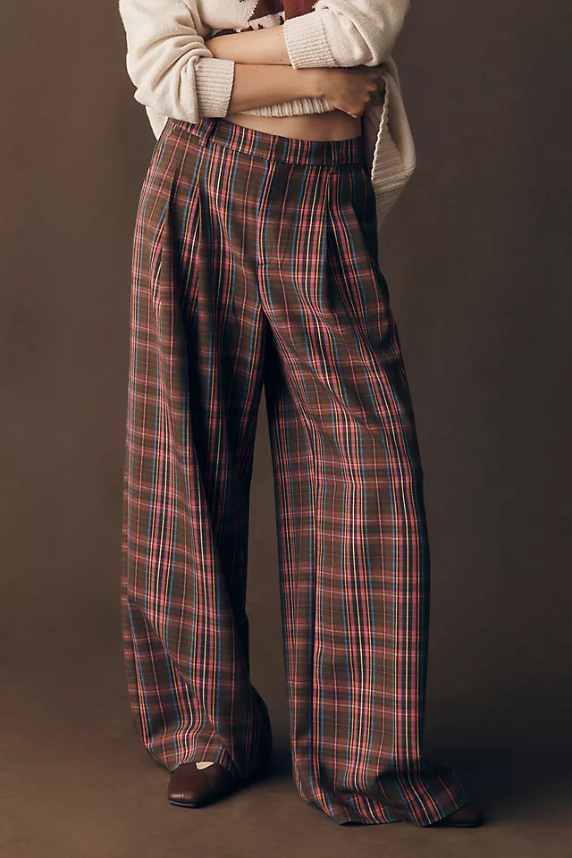 Maeve Avery Wide-Leg Pleated Trousers | Anthropologie (US)