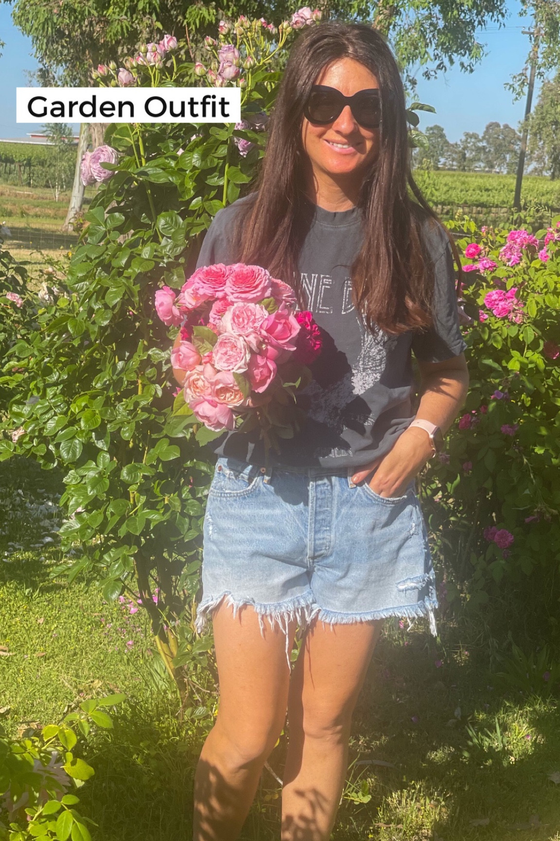 Garden outfit! Summer outfit. What I’m wearing at my family’s flower farm. Best distressed denim shorts. Agolde denim shorts. Agolde Parker shorts. Agolde Parker denim shorts. Agolde shorts. Swapmeet. Anine Bing shirt. Anine Bing t-shirt. Celine sunglasses. Best face tan drops. Best self tanner. Sunday Riley Sunscreen. Amazon finds. Amazon beauty. Shopbop finds. Shopbop fashion. Revolve finds. Revolve fashion. Nordstrom finds. 💗 

#LTKSeasonal #LTKstyletip #LTKFind