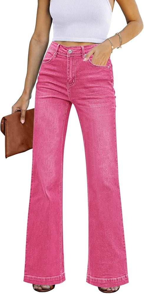 GRAPENT Womens Flare Jeans High Waisted Wide Leg Baggy Jean for Women Stretch Denim Pants | Amazon (US)