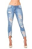 V.I.P.JEANS womens Plus Size Ripped Distressed Torn Hem Light Blue Jeans, Light Blue, 22-24 Plus Lon | Amazon (US)