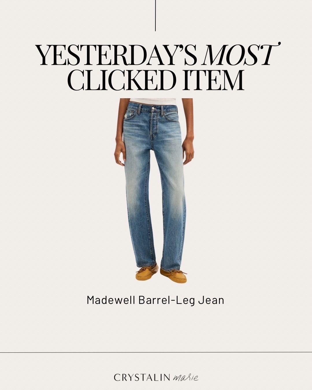 Madewell barrel leg jean. TTS- i’m in the 25 petite. perfect for mid-rise girls!