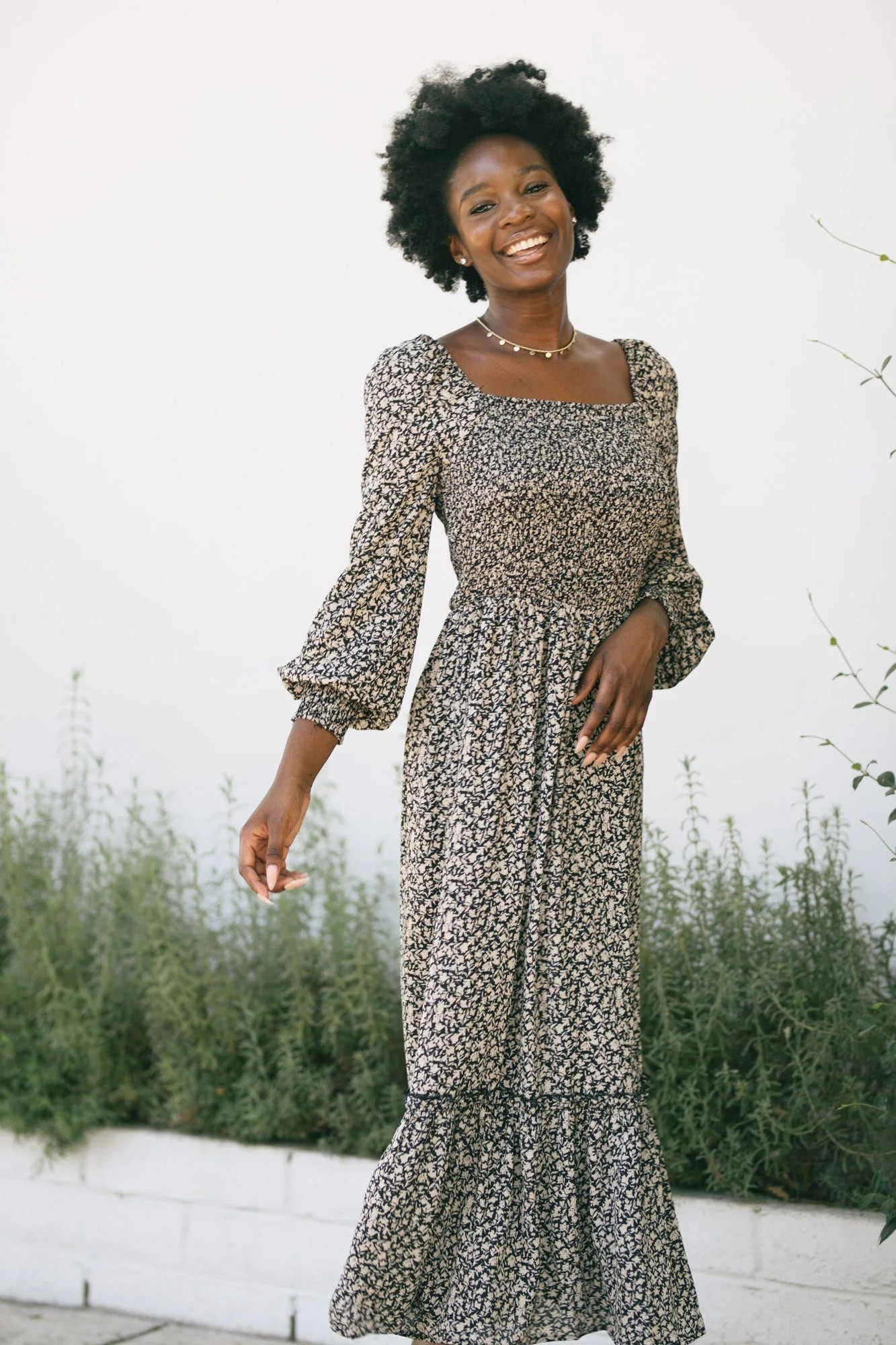 Diana Smocked Long Sleeve Floral Dress | Morning Lavender