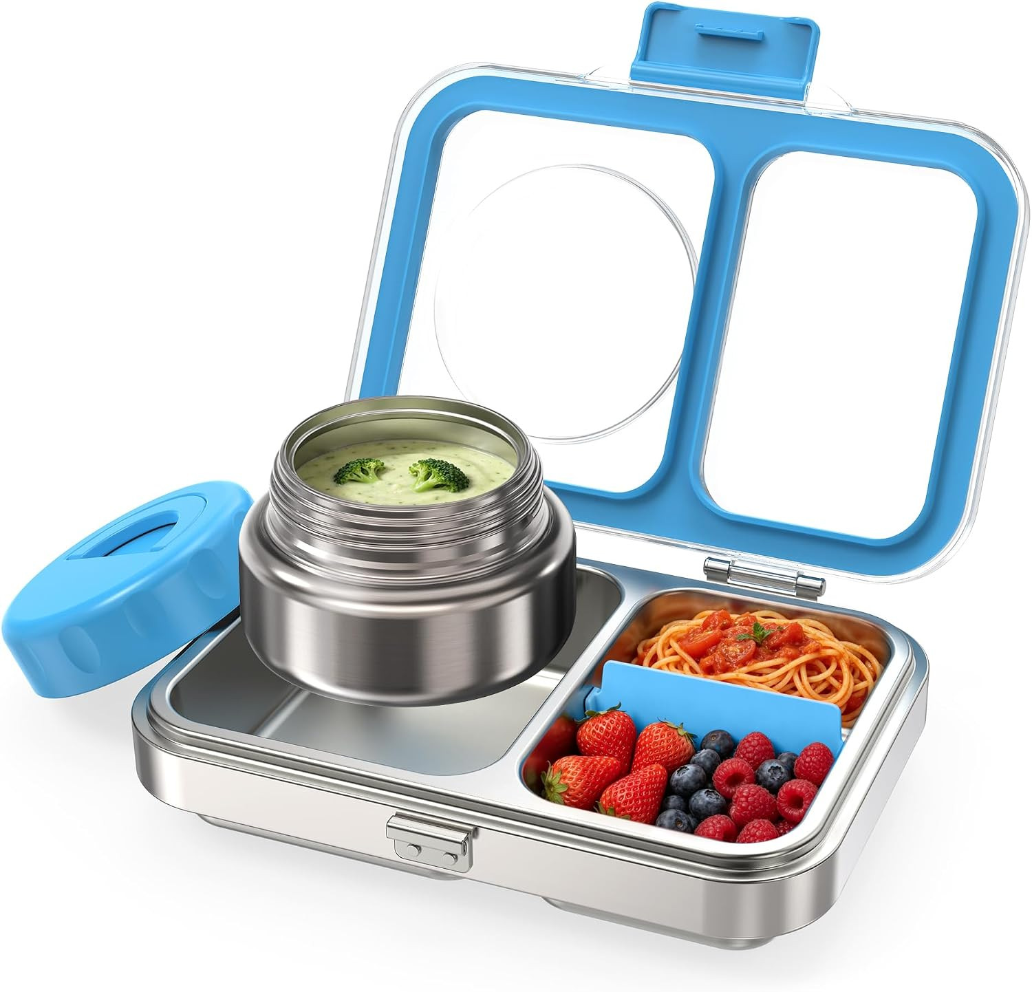Stainless Steel Bento Lunch Box + 9.5oz Insulated Food Jar, Blue | Amazon (US)