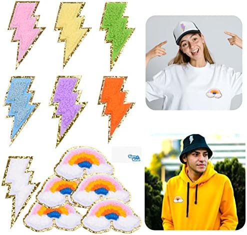 Kare & Kind Iron On Patches Lightning and Rainbow - Chenille Embroidered Patches - Sew On/ Iron O... | Amazon (CA)
