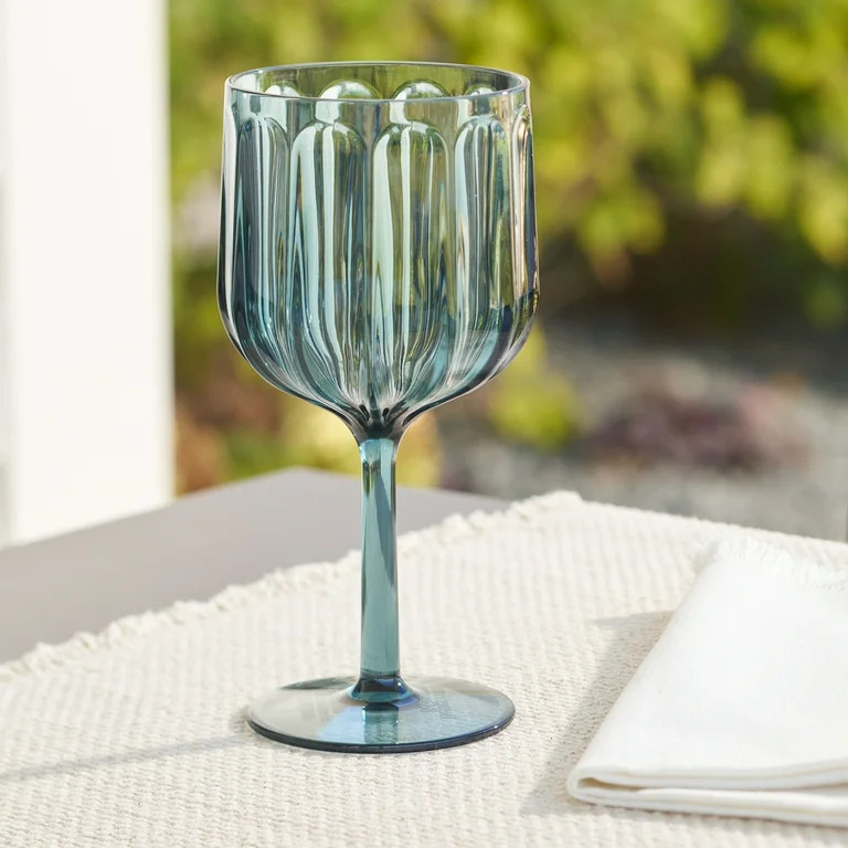 Better Homes & Gardens 17-Ounce Tritan Plastic Stemmed Wine Glass, Blue - Walmart.com | Walmart (US)