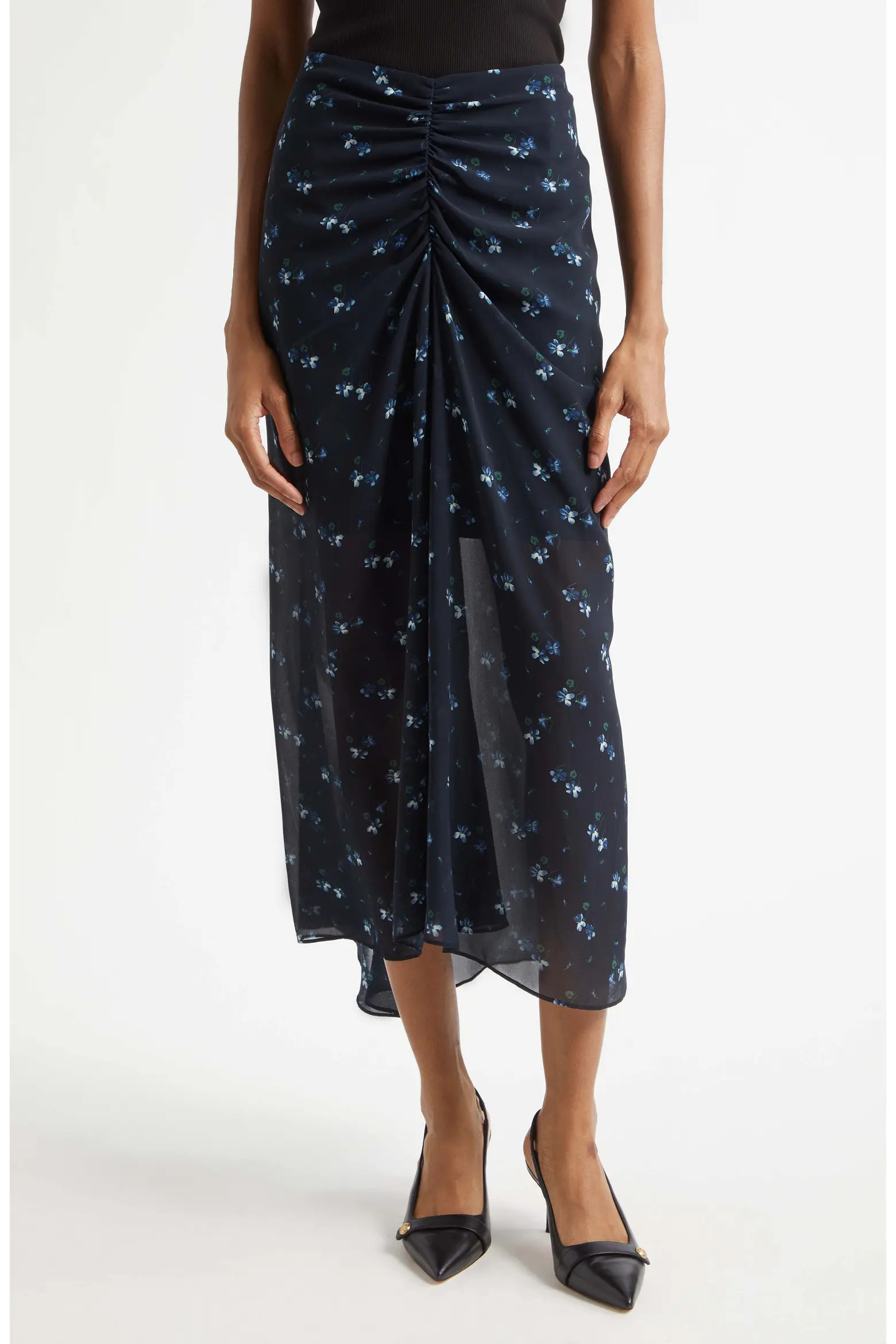 Veronica Beard Limani Ruched Midi Skirt (Women) | Nordstrom | Nordstrom